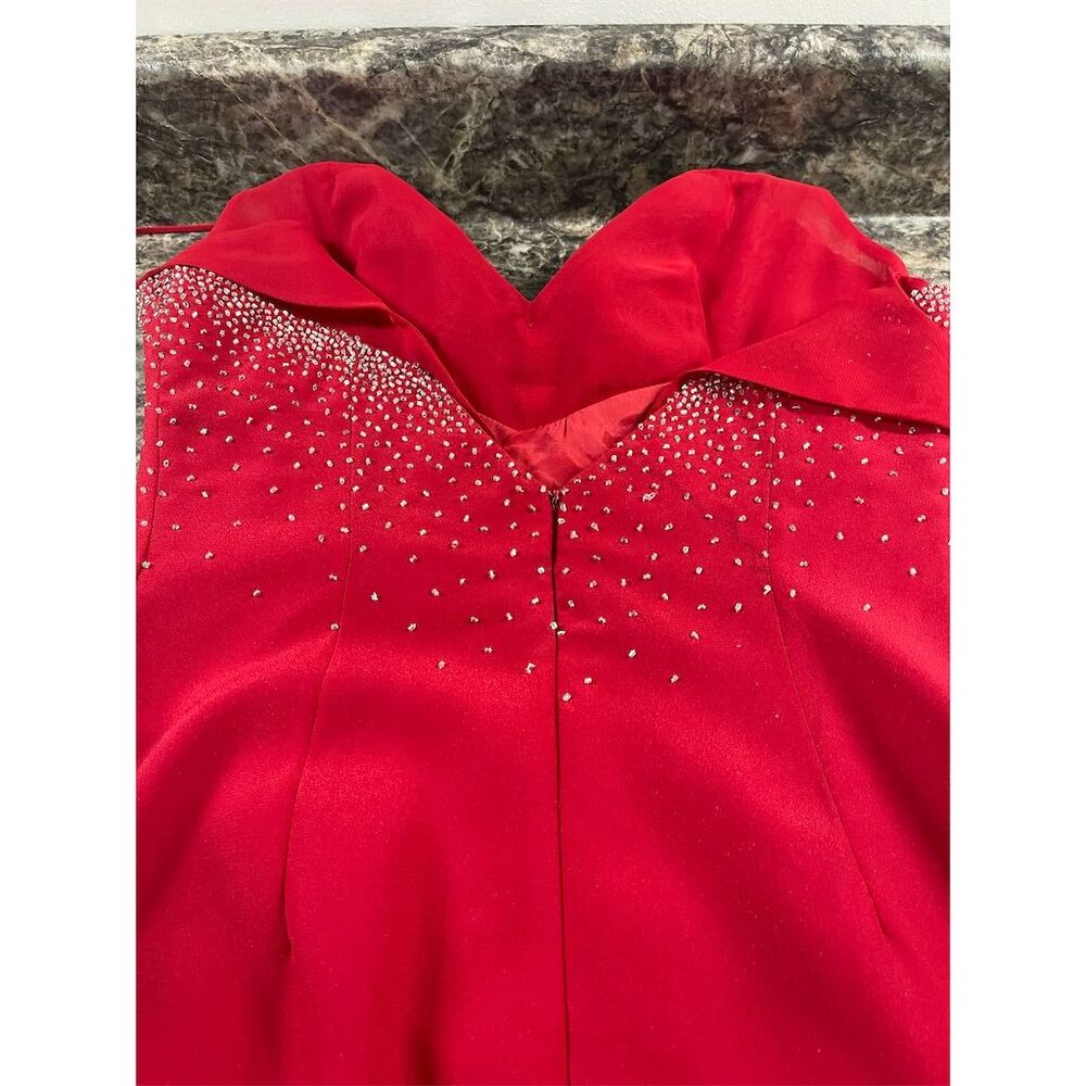 Cire Women's Size 10 Red Beaded V-Neck Long Evening Gown, wedding, prom, formal - Picture 12 of 16